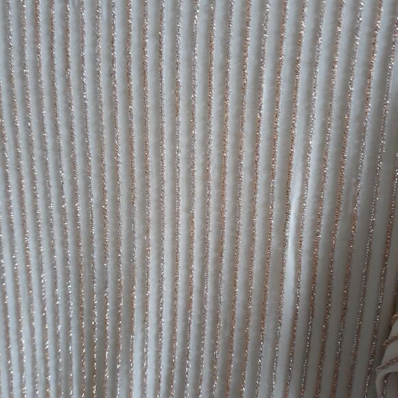 W5 Top Women’s Small Beige Metallic Gold Shimmer Stripes Ruffle Sleeves Festive - Picture 4 of 10